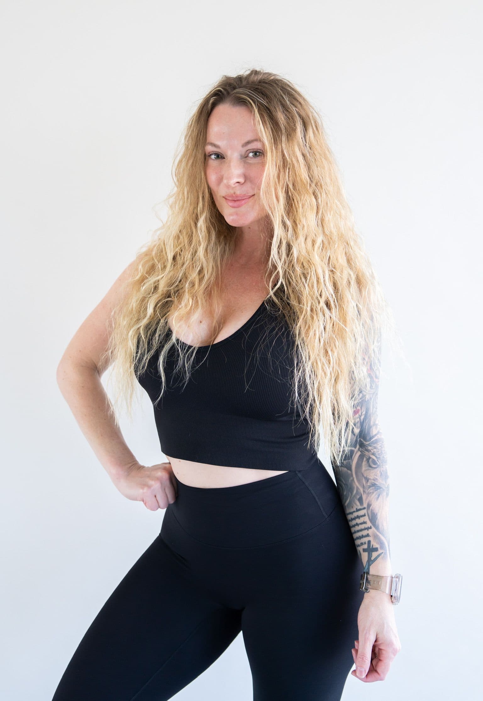 Yoga student standing with a confident, relaxed pose